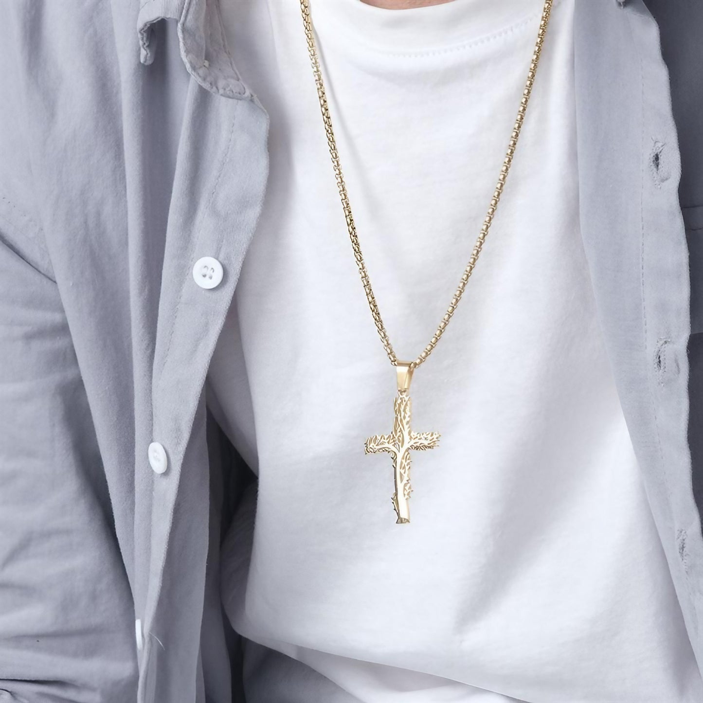 XSpiritual™ - Herren-Halskette „Vitalis Cross“ aus Edelstahl